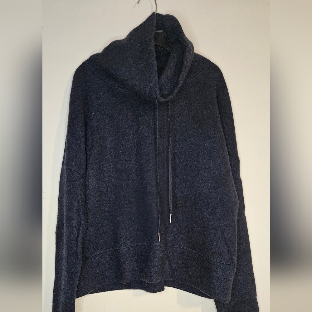 UGG WOOL JERSEY KNIT FUNNEL NECK NAVY HEATHER MERINO PULLOVER‎ - Picture 3 of 6